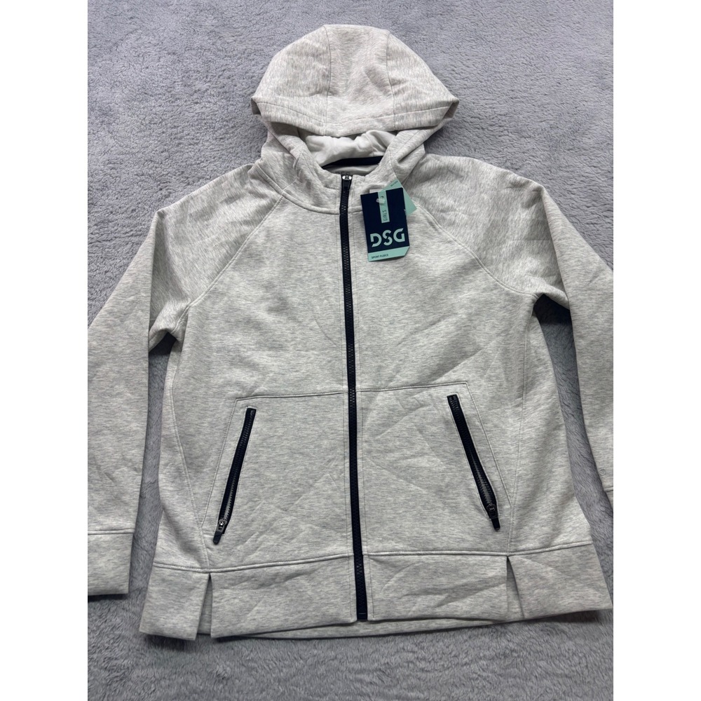 DSG‎ Girls Sport Fleece Full Zip Hoodie Light Heather Grey Size 14